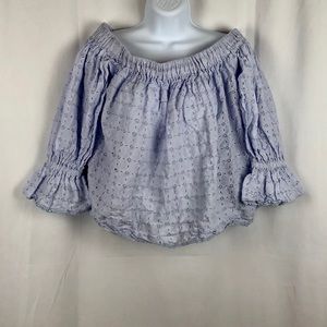 Lucky Brand Cotton eyelet lace off shoulder top M